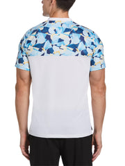 Perforance Print Tennis Henley  (Bright White) 