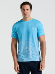 Performance Ventilaed Blocked Tennis Crew Tee (Blue Grotto) 