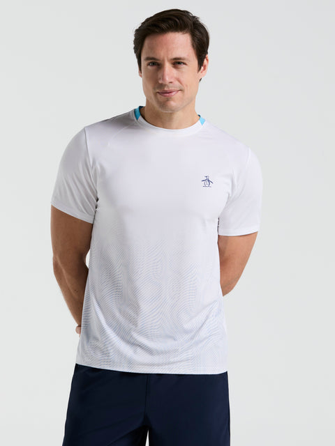 Performance Ventilaed Blocked Tennis Crew Tee (Bright White) 