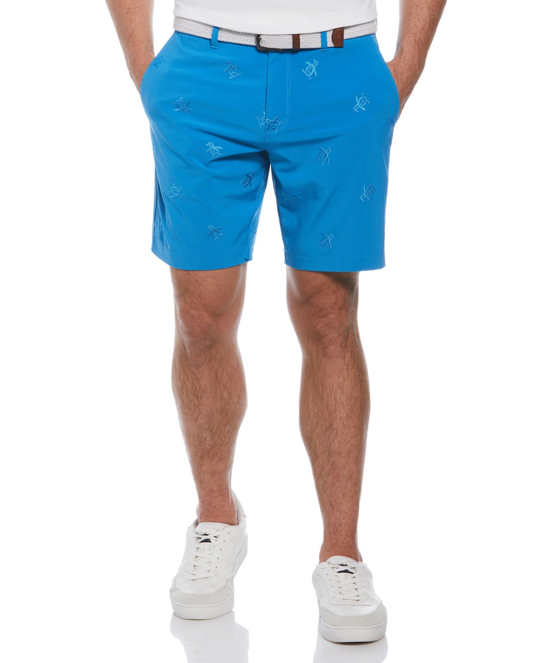Pete Embroidered Flat Front Golf Shorts (Mediterranian Blue) 