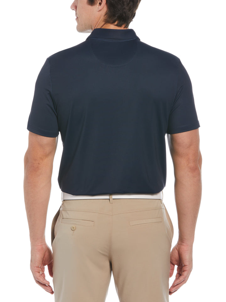 Pete Vertical Color Block Print Short Sleeve Golf Polo Shirt (Black Iris) 