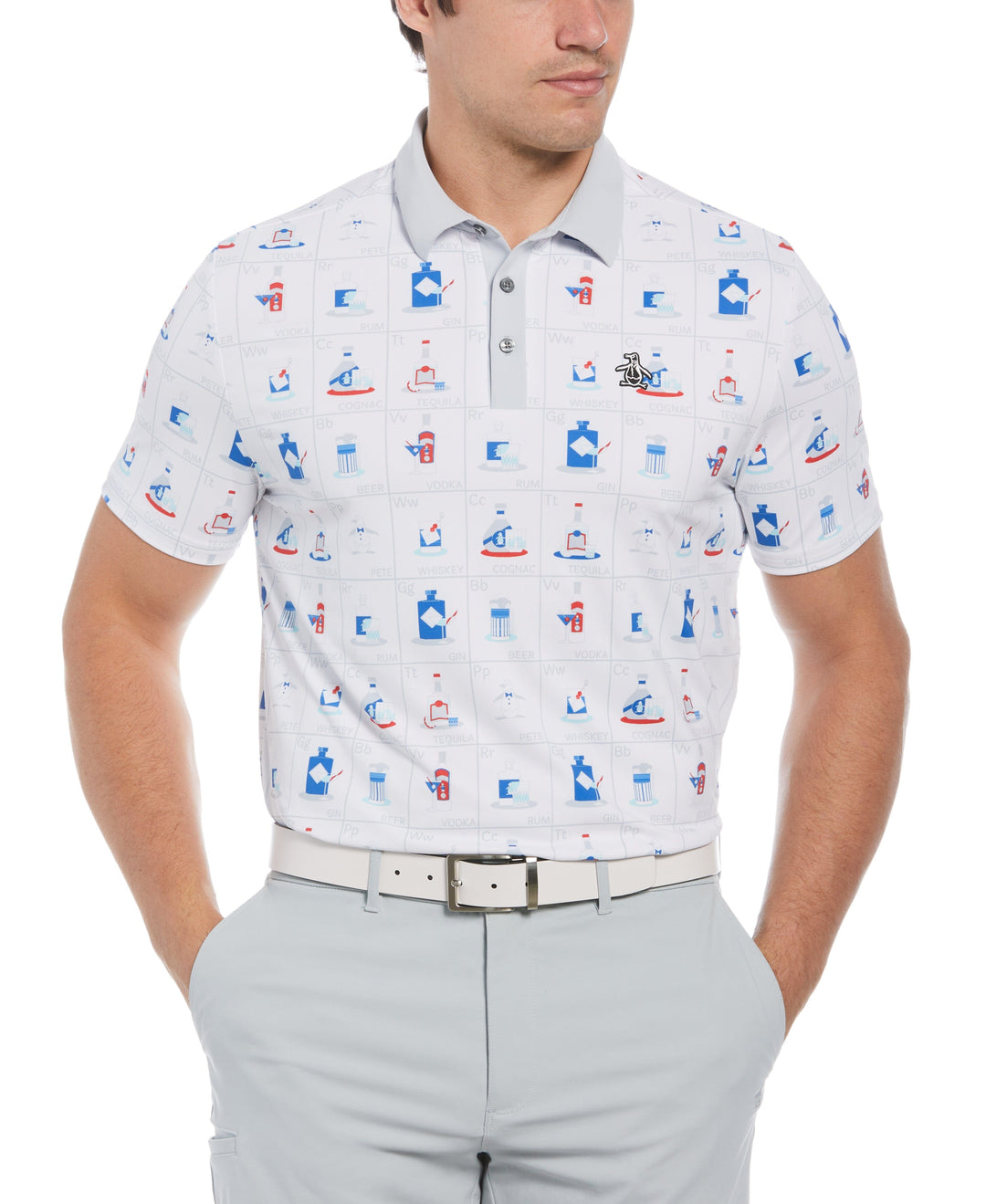 Pete's Flash Cards Print Short Sleeve Golf Polo Shirt (Bright White) 