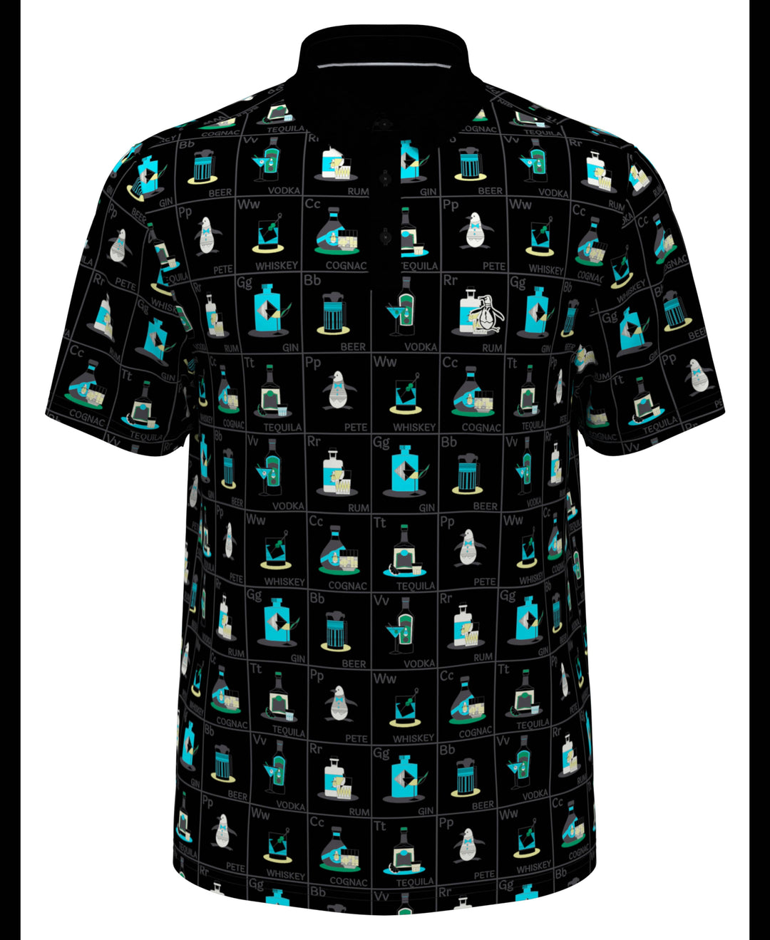 Pete's Flash Cards Print Short Sleeve Golf Polo Shirt (Caviar) 