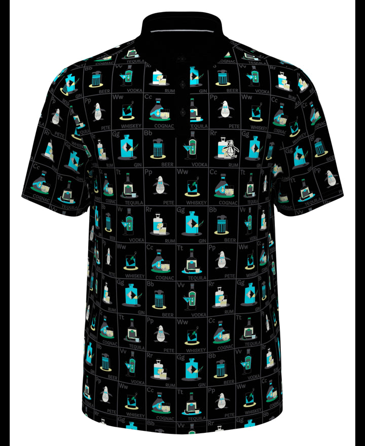 Pete's Flash Cards Print Short Sleeve Golf Polo Shirt (Caviar) 