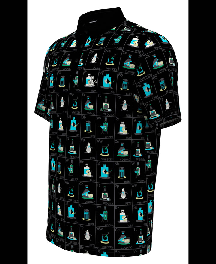 Pete's Flash Cards Print Short Sleeve Golf Polo Shirt (Caviar) 