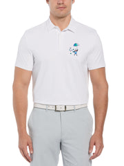 Pinball Graphic Print Golf Polo (Bright White) 