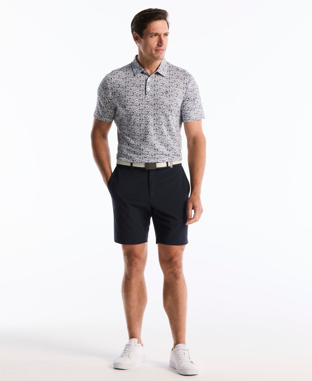 Printed Bartender Golf Polo (Bright White) 