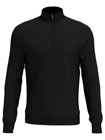 Quarter Zip Blended Merino Jumper (Black Ink) 