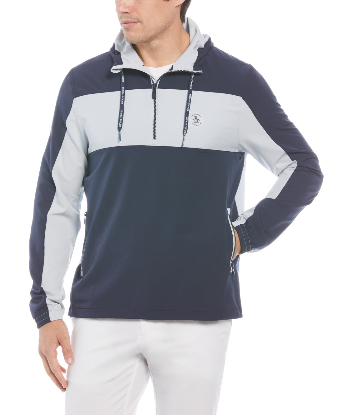 1/4 Zip Color Block Golf Windbreaker Jacket (Black Iris/Pearl Bl) 