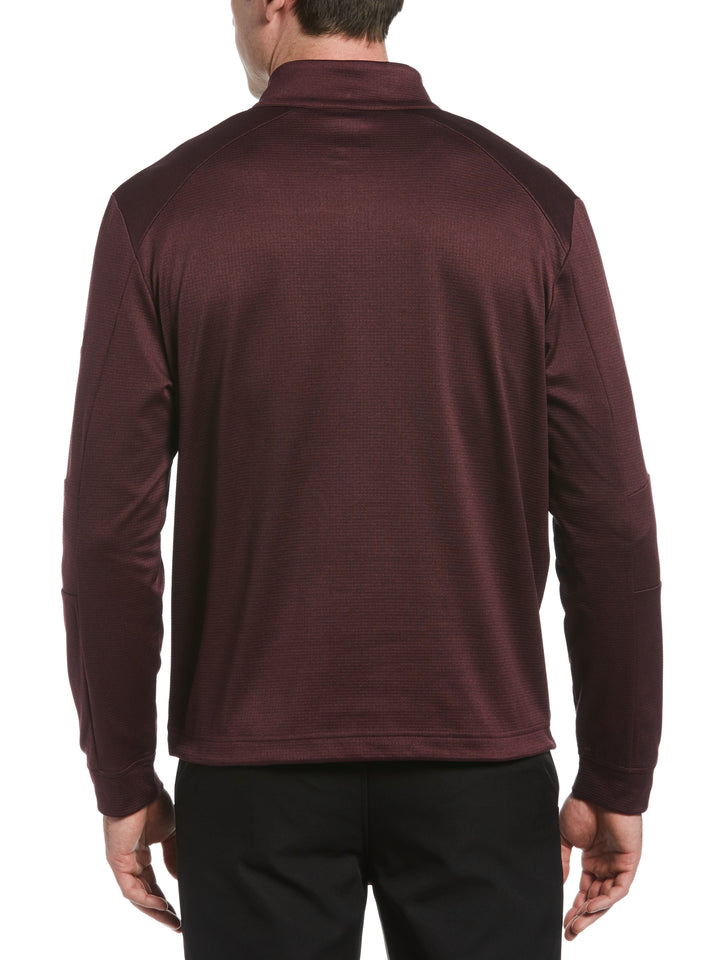 Mens 1/4 Zip Midlayer Waffle Shirt (Burgundy Heather) 