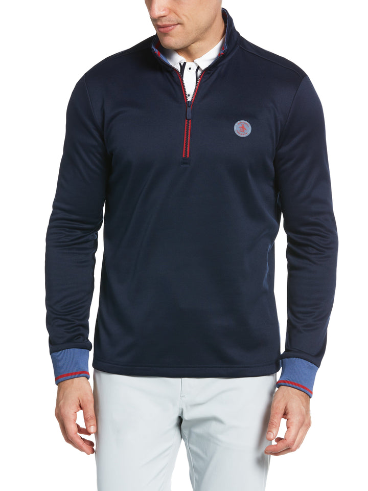 Quarter Zip Mock Neck Golf Pullover (Black Iris) 