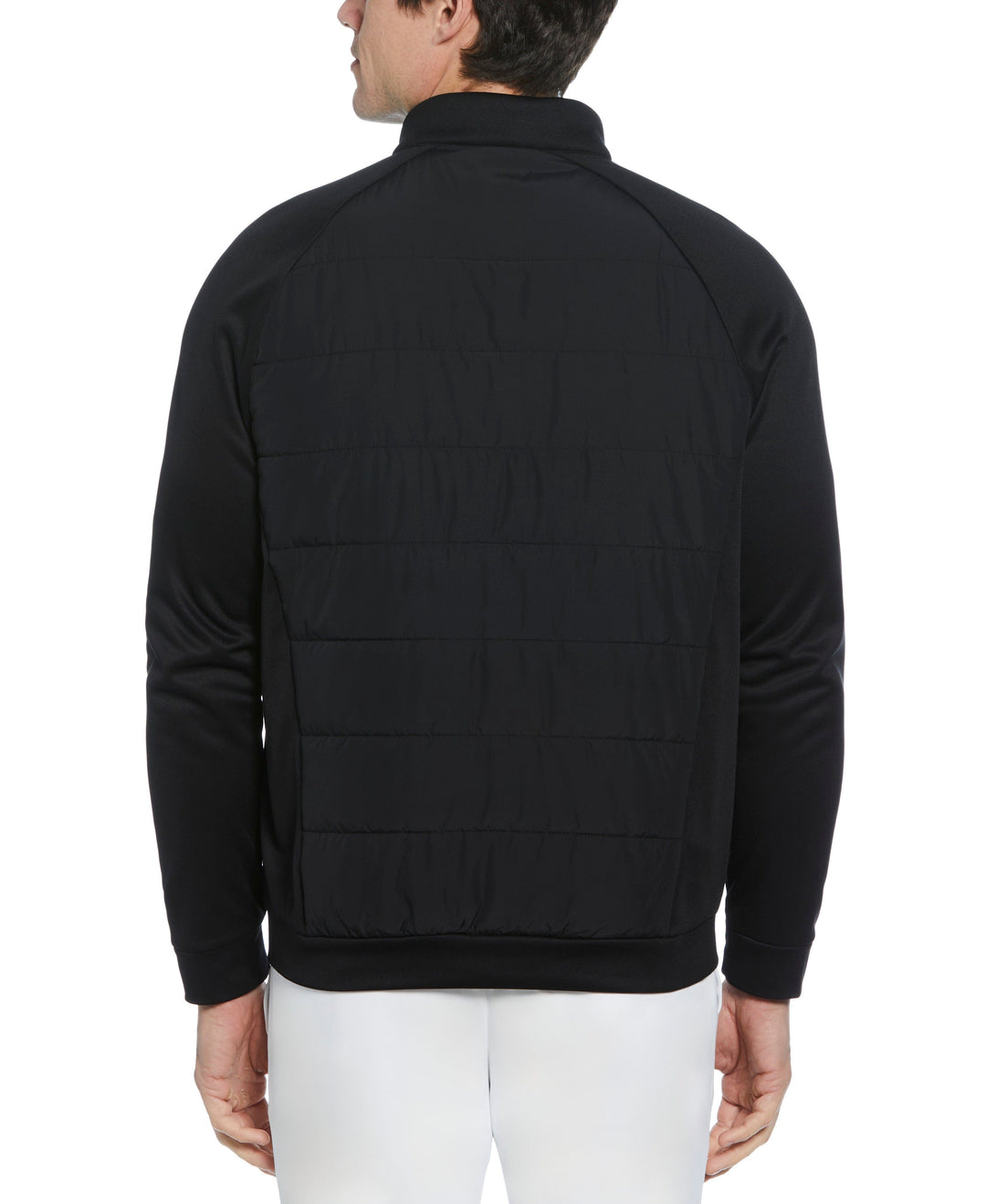 Retro Color Block Mixed Media Insulated Full Zip Jacket (Caviar) 