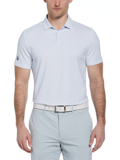 Retro Geo Print Golf Polo (Bright White) 