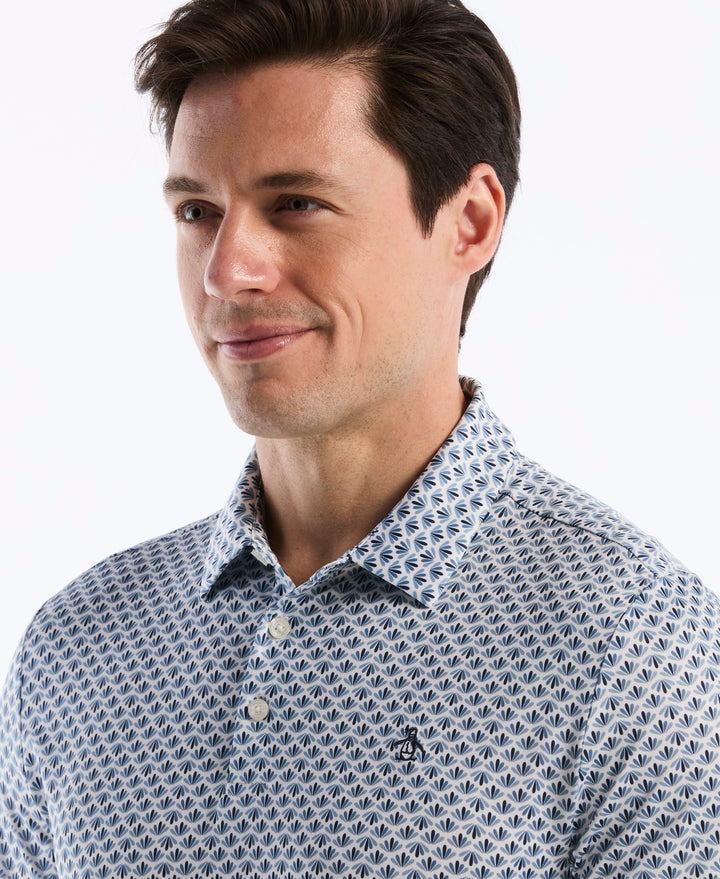 Retro Geometric Print Polo (Black Iris) 