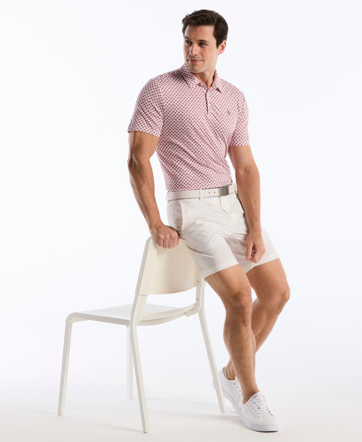 Retro Geometric Print Polo (Burgundy) 