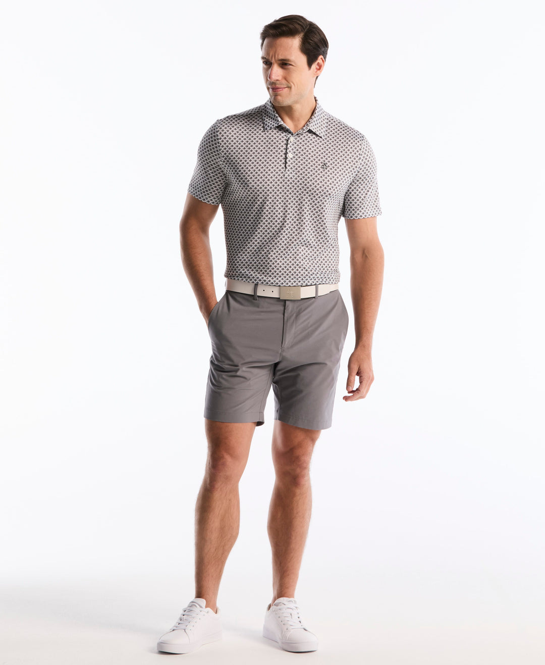 Retro Geometric Print Polo (Caviar) 