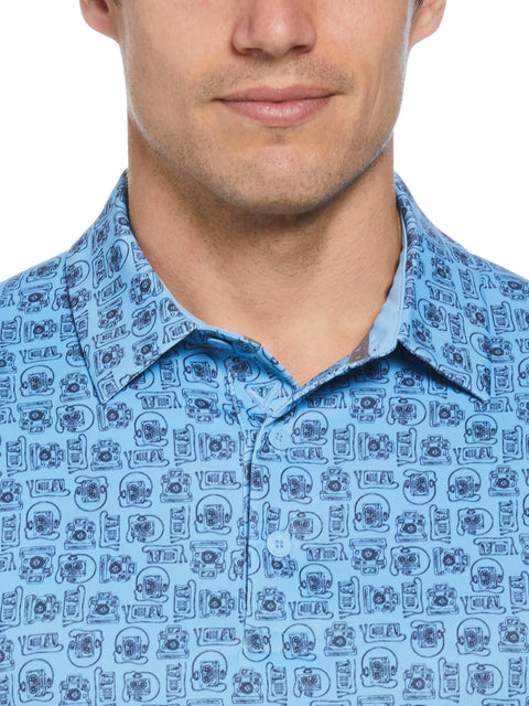 Retro Tech Ombre Print Golf Polo (Comet Sea Star) 