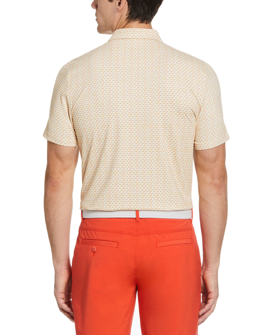 Retro Wave Pattern Print Golf Polo (Warm Apricot) 