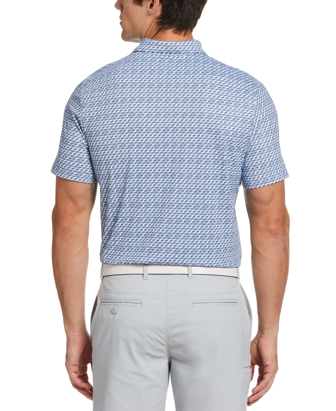 Retro Wave Pattern Print Golf Polo (Black Iris) 