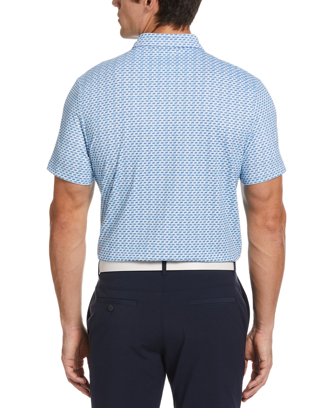 Retro Wave Pattern Print Golf Polo (Aquarius) 