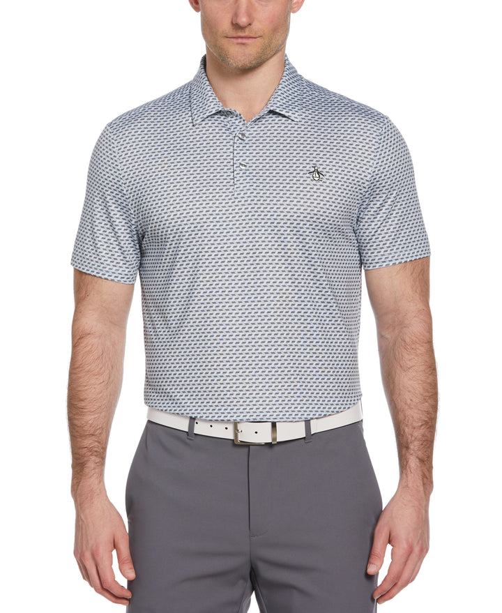 Retro Wave Print Golf Polo (Gray Dawn) 