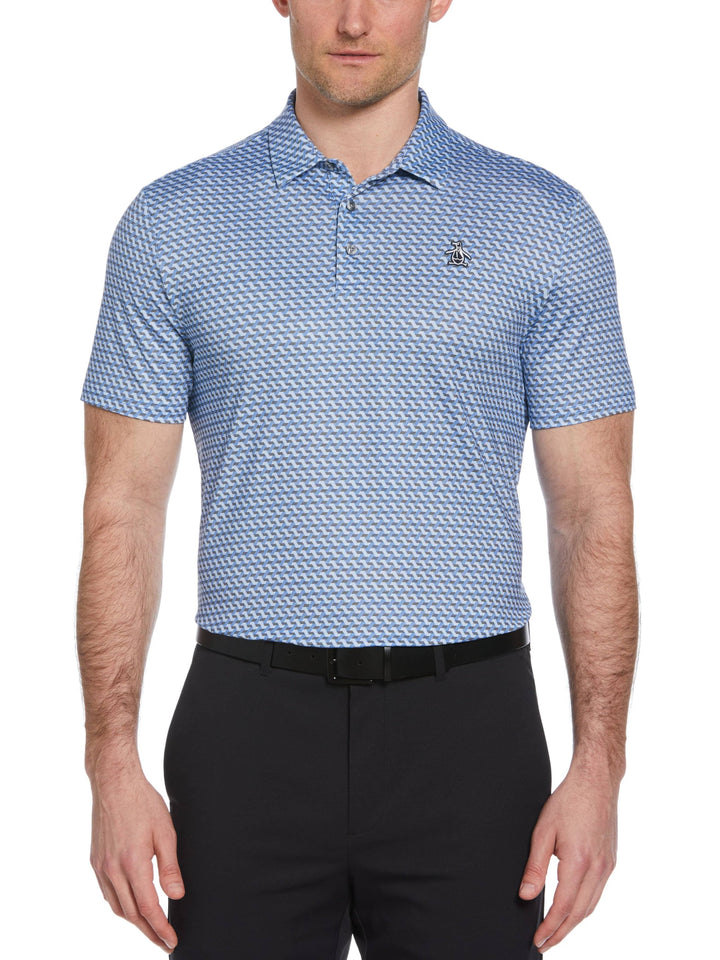 Men's Retro Wave Print Golf Polo