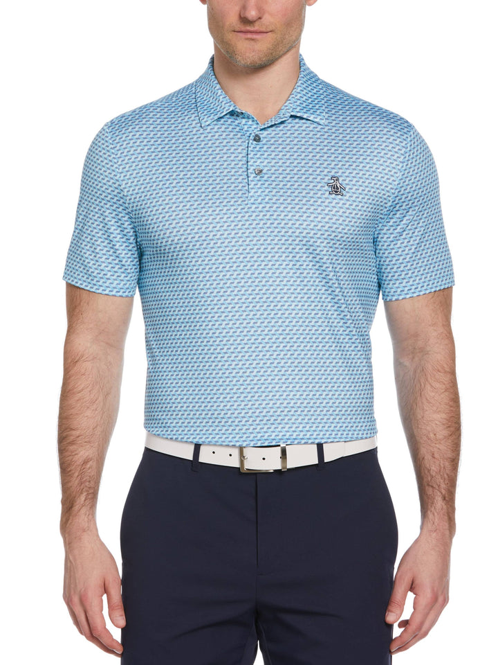 Men's Retro Wave Print Golf Polo