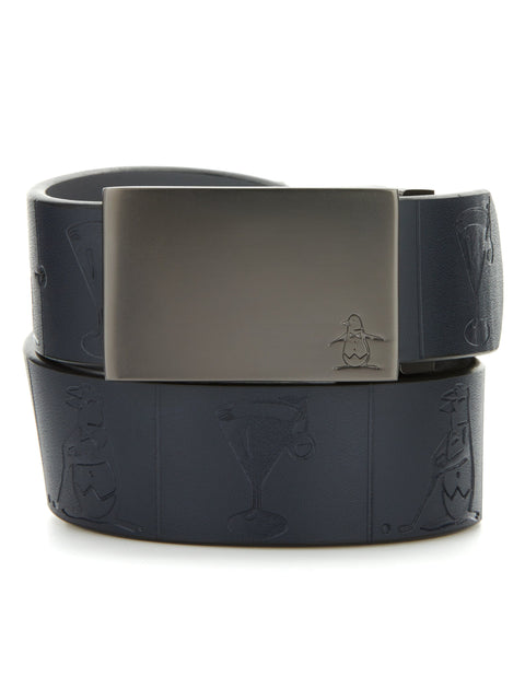 Reversible Cocktail Embossed Golf Belt (Black Iris) 