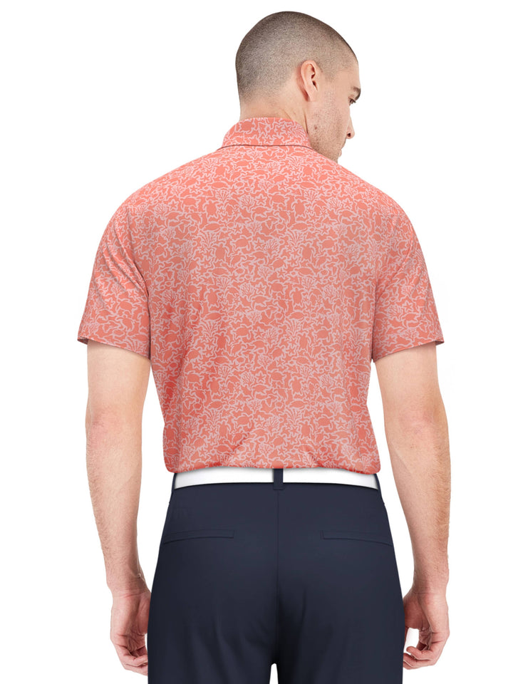 Men's Sea Life Print Golf Polo with Chest Pocket