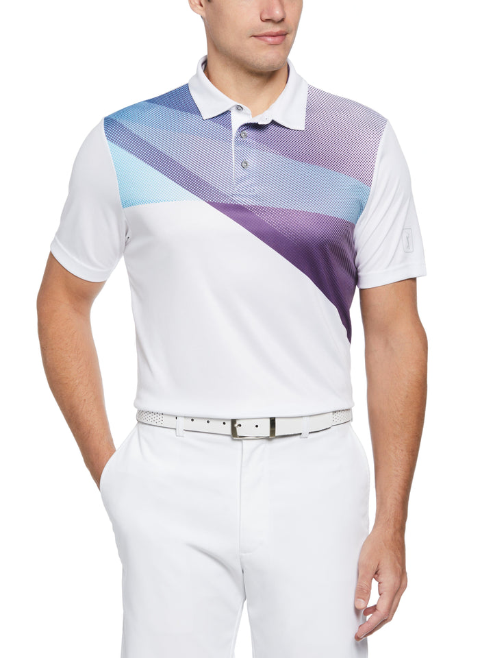 Shadow Asymmetric Print Golf Polo (Bright White) 