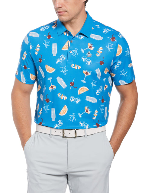 Men's Short Sleeve All-Over Oversized Cocktail Print Polo