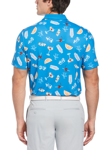 Men's Short Sleeve All-Over Oversized Cocktail Print Polo