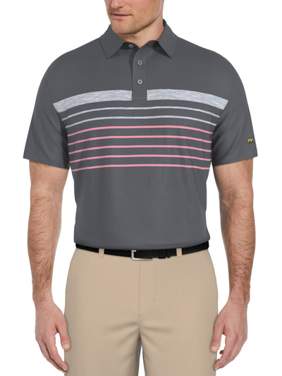 Short Sleeve Chest  Stripe Print Polo (Grisaille) 