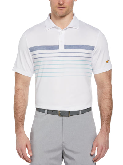 Short Sleeve Chest  Stripe Print Polo (Bright White) 