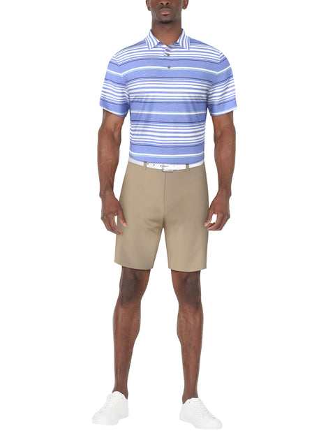 Short Sleeve Chest Stripe Printed Polo  (Azurine) 