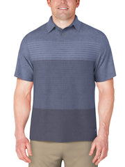 Short Sleeve Distressed Stripe Printed Polo (Insignia Blue) 