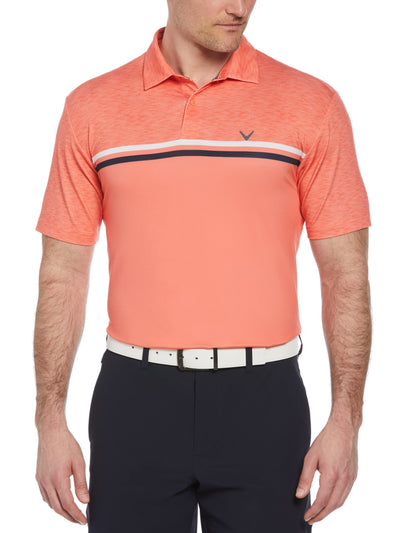 Short Sleeve Engineered Printed Block Polo Shirt (Living Coral) 