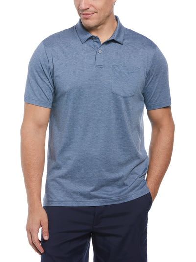 Short Sleeve Fine Line Eco Polo With Pocket  (Lt. Coronet Blue Htr) 