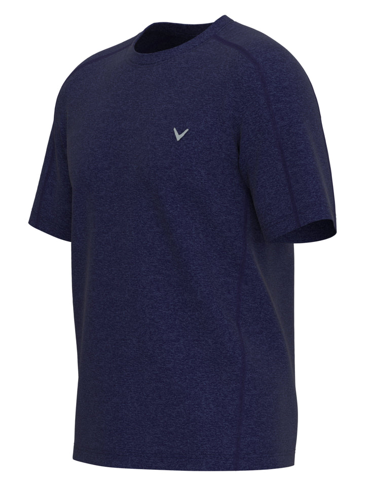 Mens Short Sleeve Heather Crew (Peacoat Heather) 
