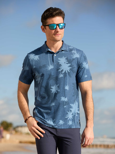 Men's Short Sleeve Oversized Palms Print Polo