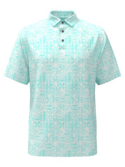 Men's Short Sleeve Printed Polo (Aruba Blue) 