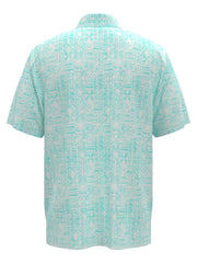 Men's Short Sleeve Printed Polo (Aruba Blue) 