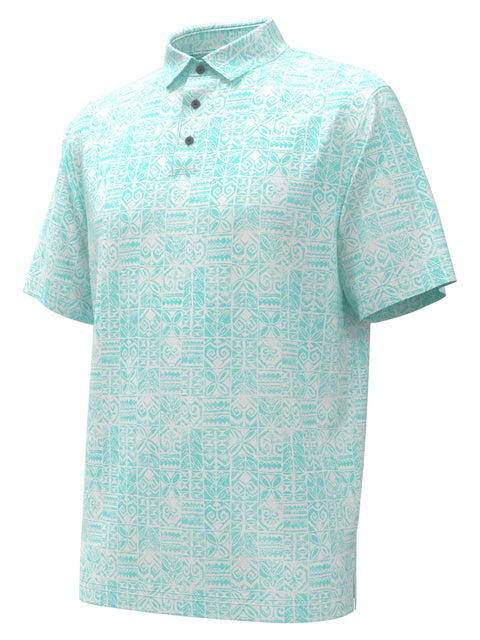 Men's Short Sleeve Printed Polo (Aruba Blue) 