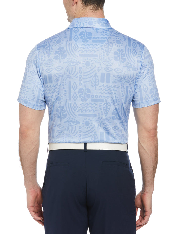 Short Sleeve Stamped Tropical Print Polo (Bel Air Blue) 