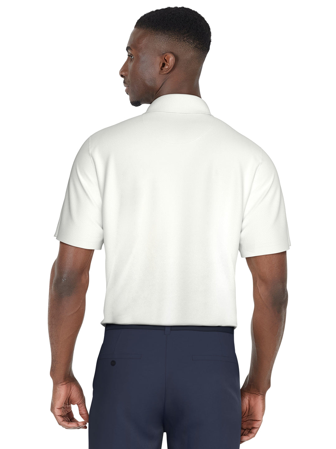 Short Sleeve Stretch Performance Ombre Chest Stripe Print Polo  (Bright White) 