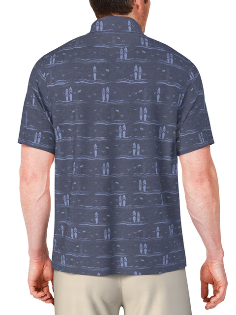 Short Sleeve Surfboard Conversational Printed Polo  (Insignia Blue) 