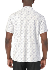 Short Sleeve Textured Medallion Printed Polo  (Bright White) 