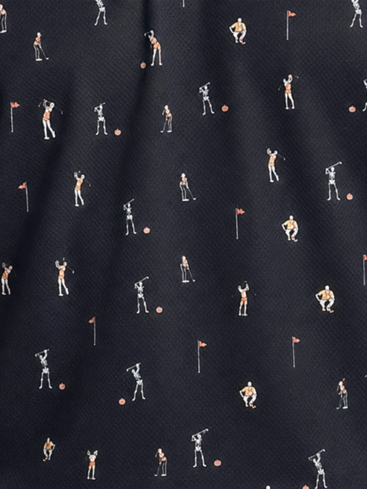 Men's Skeleton Golfer Novelty Print Polo