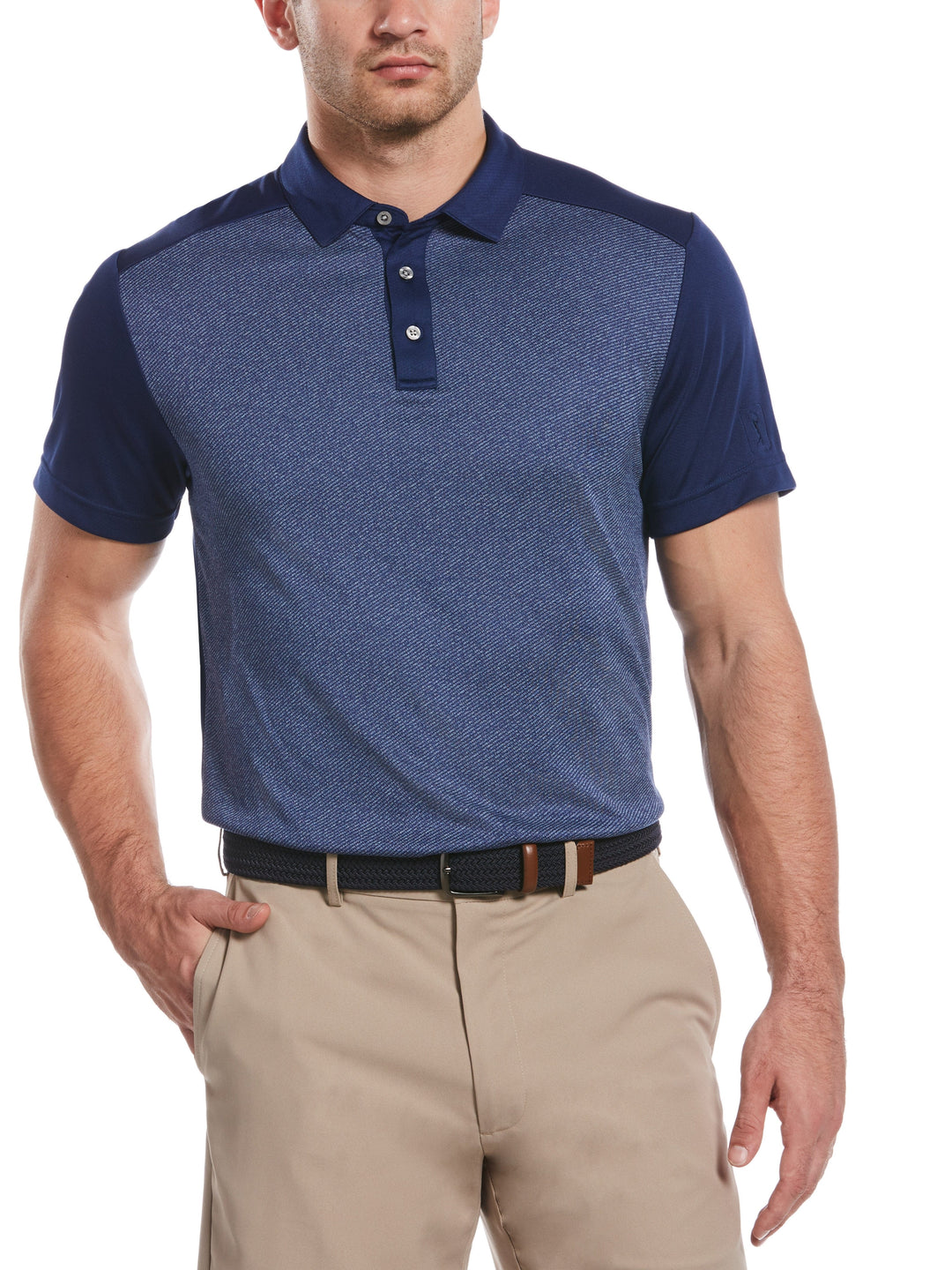 Men's Soft Jacquard Print Blocked Polo