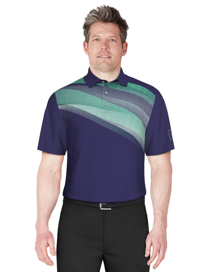 Solarized Asymmetric Print Golf Polo (Clematis Blue) 